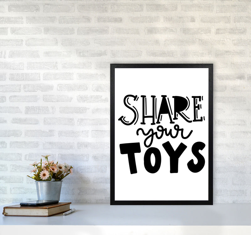 Share Your Toys Framed Nursey Wall Art Print A2 White Frame