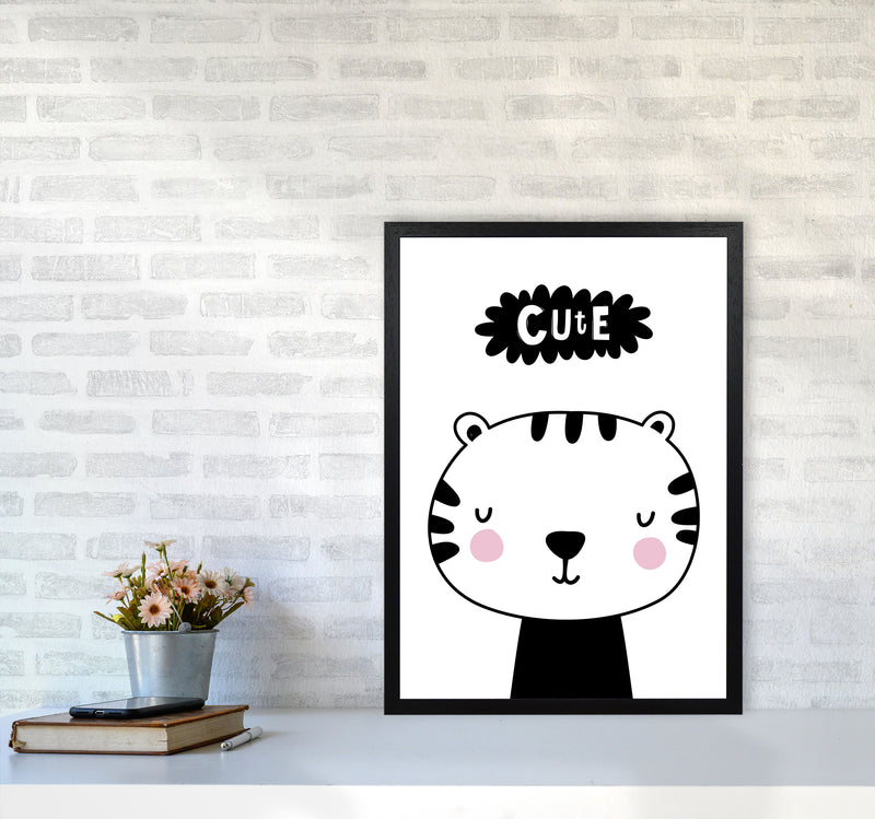 Cute Scandi Tiger Modern Print Animal Art Print A2 White Frame