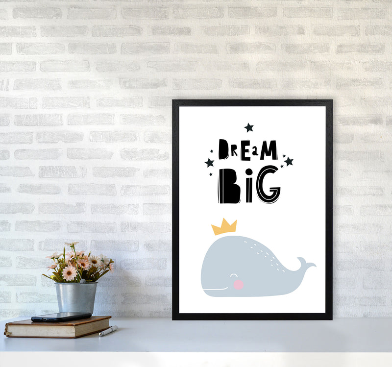 Dream Big Whale Framed Nursey Wall Art Print A2 White Frame