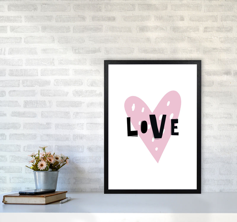Love Heart Scandi Framed Typography Wall Art Print A2 White Frame