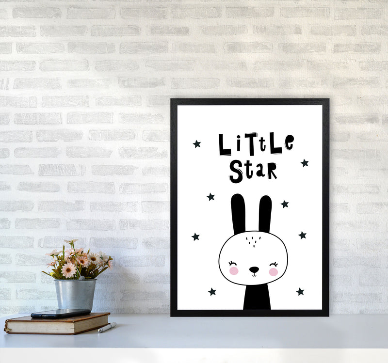Little Star Bunny Framed Nursey Wall Art Print A2 White Frame