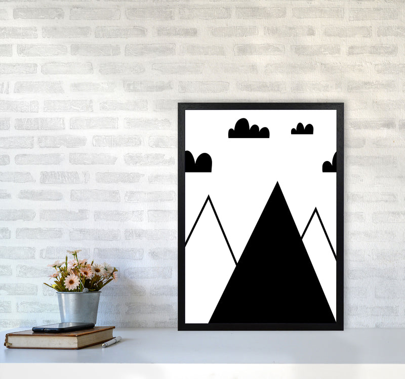 Scandi Mountains Modern Print A2 White Frame