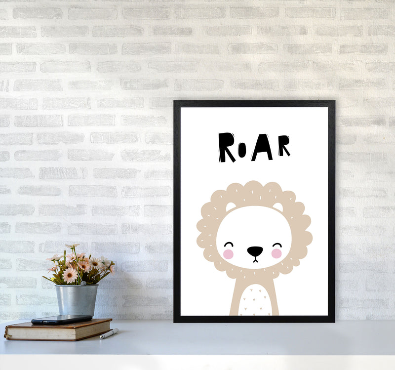 Lion Roar Modern Print Animal Art Print A2 White Frame