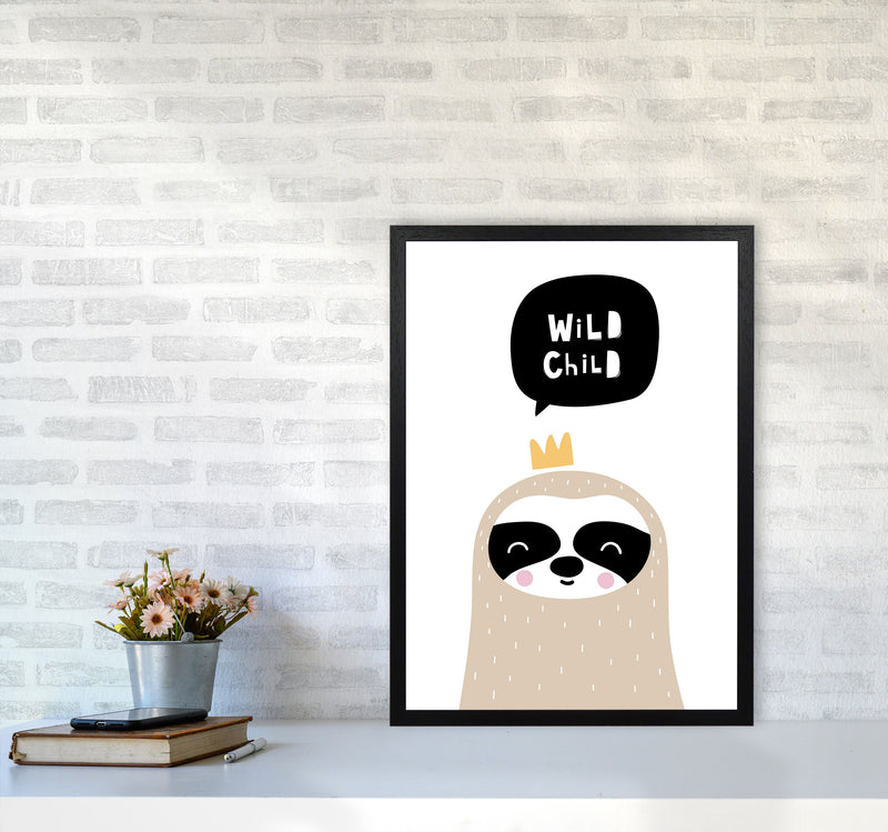 Wild Child Sloth Framed Nursey Wall Art Print A2 White Frame