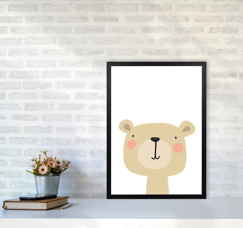 Beige Bear Modern Print Animal Art Print A2 White Frame