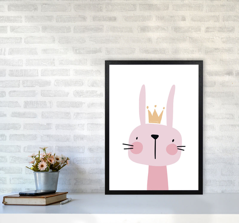 Pink Bunny Modern Print Animal Art Print A2 White Frame