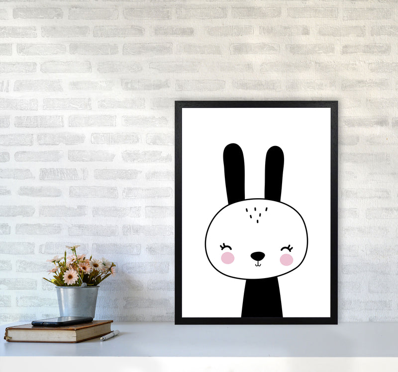 Black And White Scandi Bunny Modern Print Animal Art Print A2 White Frame