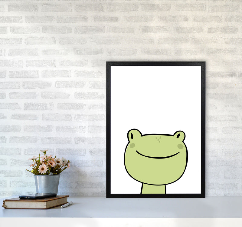 Scandi Frog Framed Nursey Wall Art Print A2 White Frame