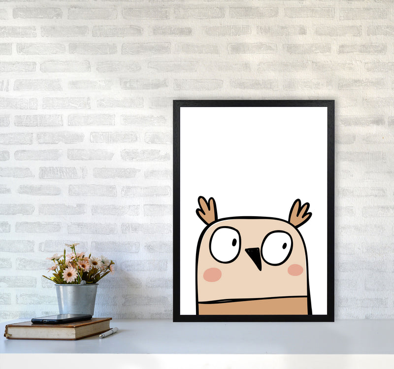 Scandi Owl Framed Nursey Wall Art Print A2 White Frame