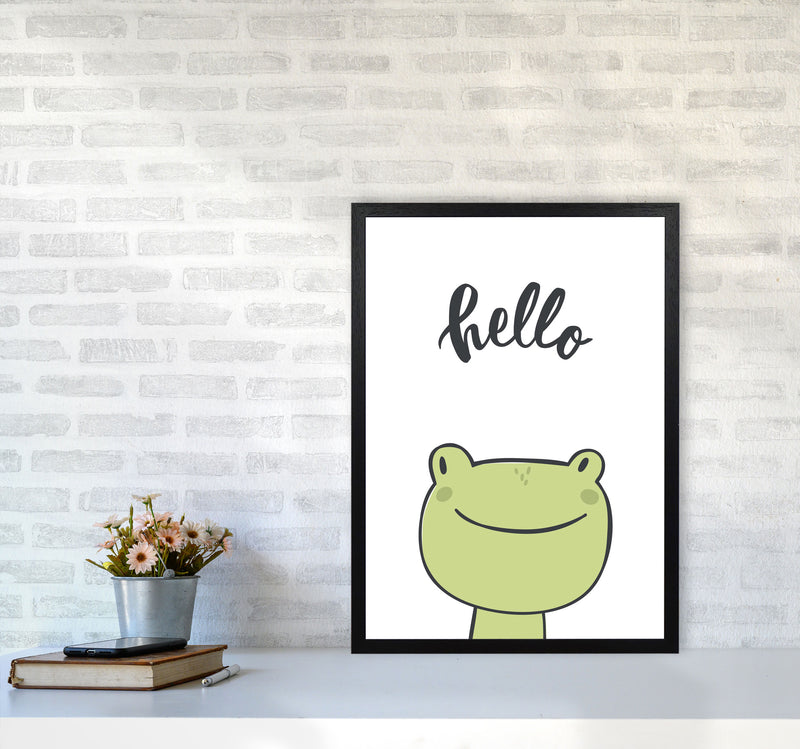 Hello Frog Modern Print Animal Art Print A2 White Frame