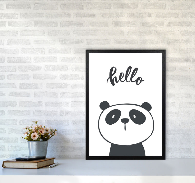 Hello Panda Modern Print Animal Art Print A2 White Frame