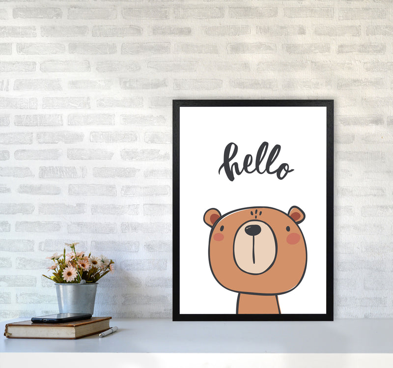 Hello Bear Modern Print Animal Art Print A2 White Frame