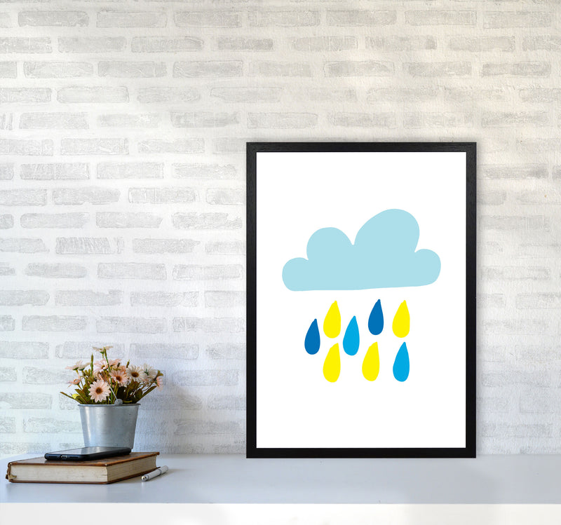 Blue Rain Cloud Modern Print A2 White Frame