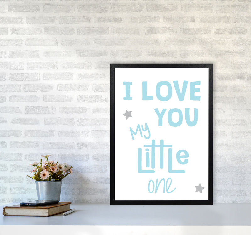 I Love You Little One Blue Framed Nursey Wall Art Print A2 White Frame