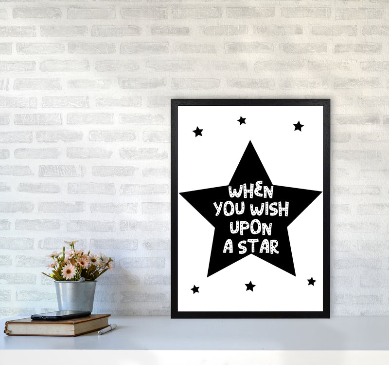 Wish Upon A Star Black Framed Nursey Wall Art Print A2 White Frame