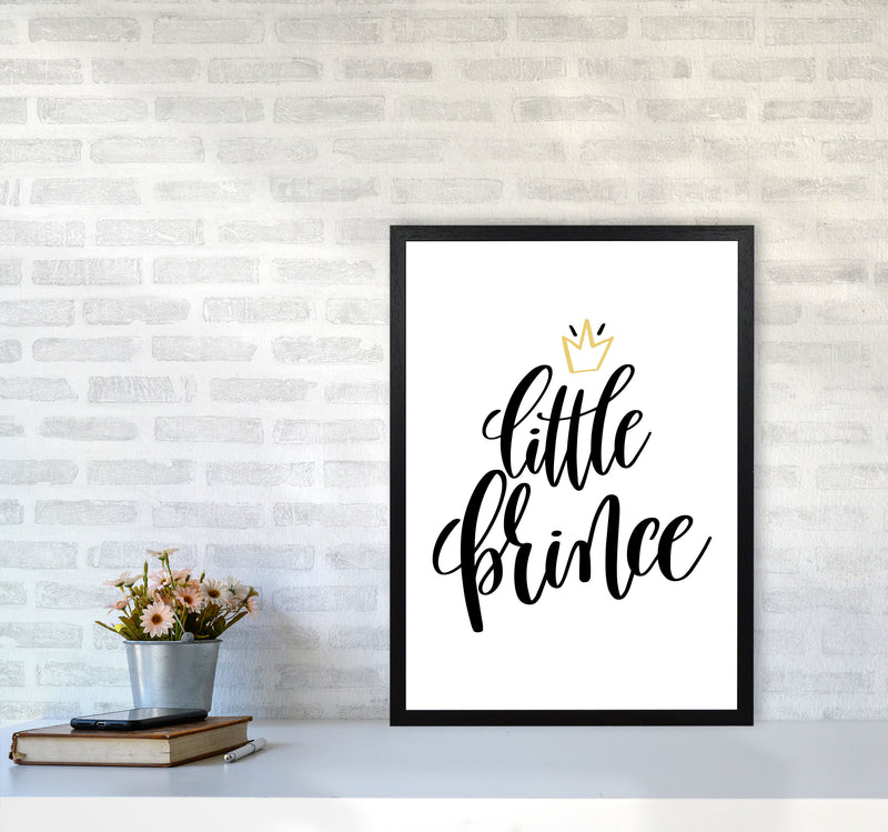 Little Prince Gold Crown Framed Nursey Wall Art Print A2 White Frame