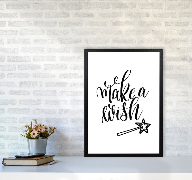 Make A Wish Black Framed Typography Wall Art Print A2 White Frame