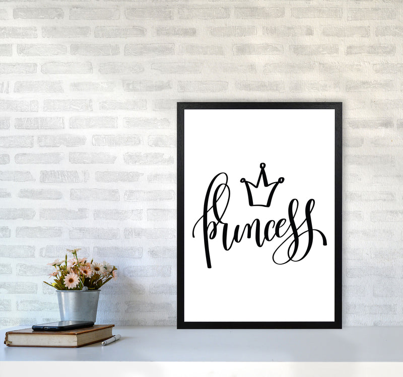 Princess Black Framed Nursey Wall Art Print A2 White Frame