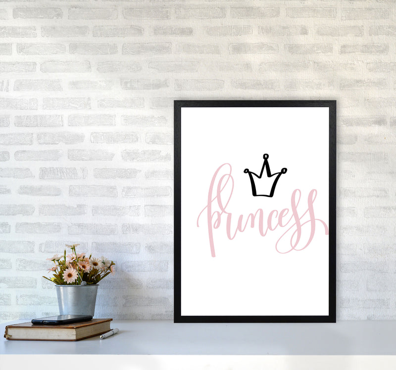 Princess Pink And Black Framed Nursey Wall Art Print A2 White Frame
