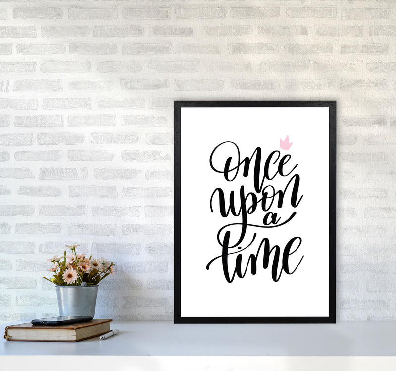 Once Upon A Time Black Framed Typography Wall Art Print A2 White Frame
