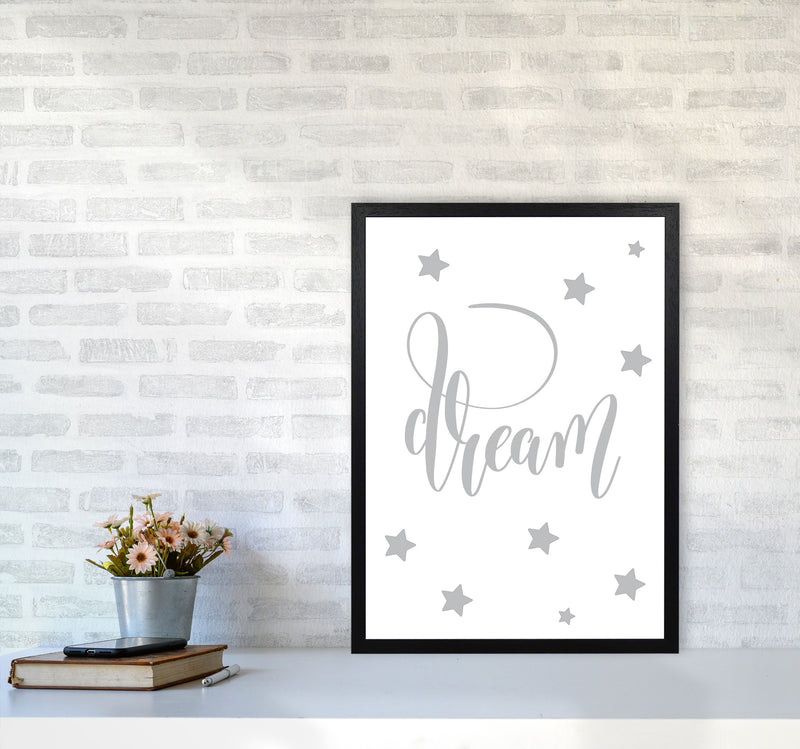 Dream Grey Framed Typography Wall Art Print A2 White Frame