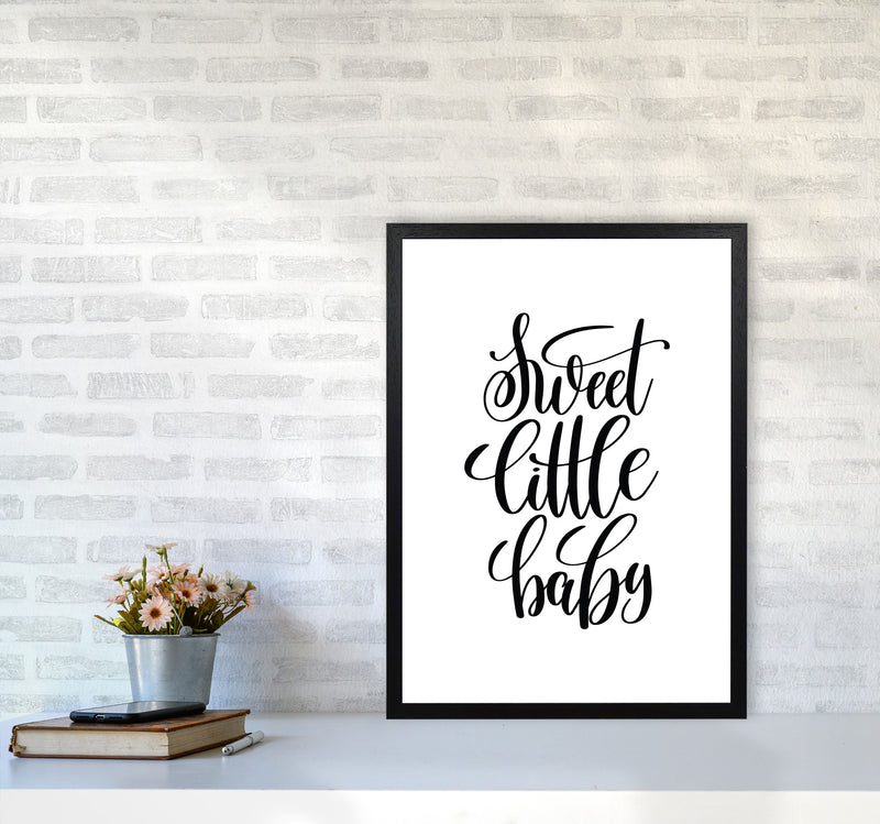 Sweet Little Baby Black Framed Nursey Wall Art Print A2 White Frame