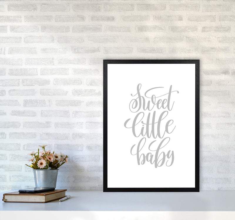 Sweet Little Baby Grey Framed Nursey Wall Art Print A2 White Frame