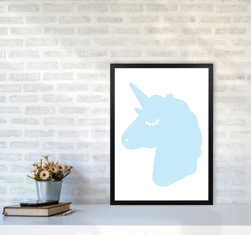 Blue Unicorn Head Modern Print Animal Art Print A2 White Frame
