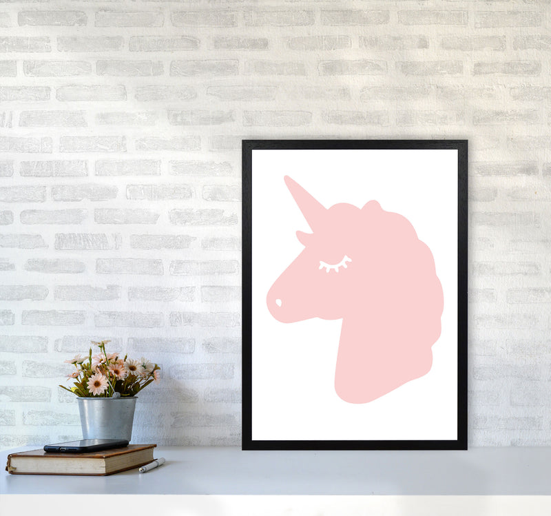 Pink Unicorn Head Modern Print Animal Art Print A2 White Frame