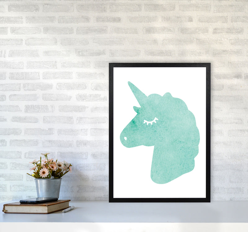 Mint Unicorn Head Modern Print Animal Art Print A2 White Frame