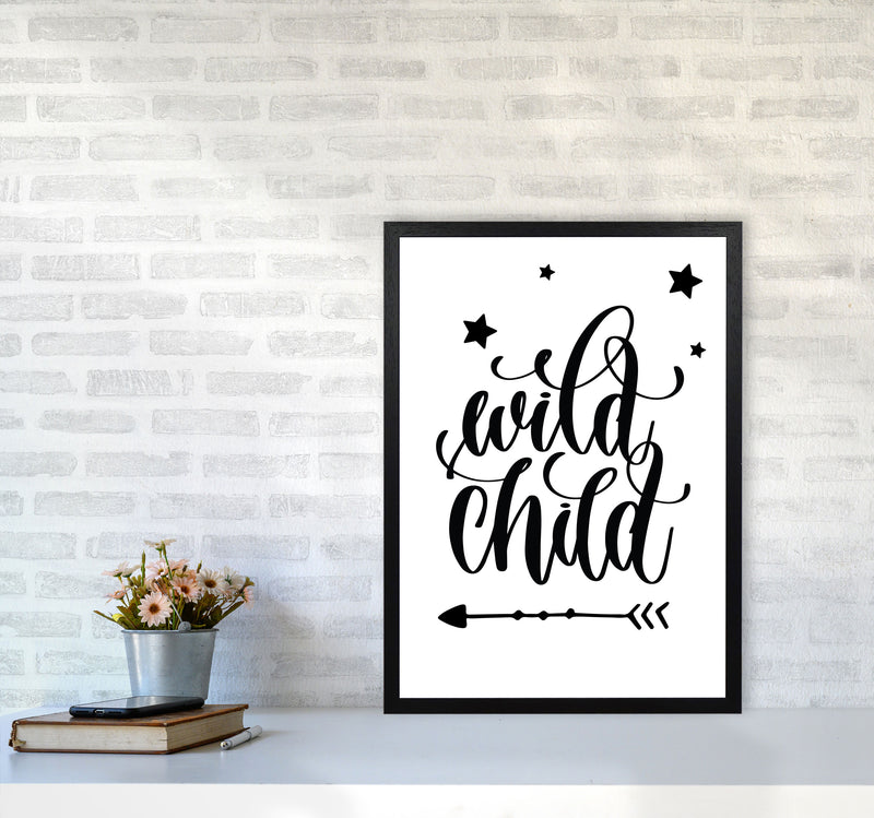 Wild Child Black Framed Nursey Wall Art Print A2 White Frame