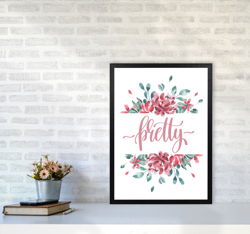 Pretty Pink Floral Framed Typography Wall Art Print A2 White Frame