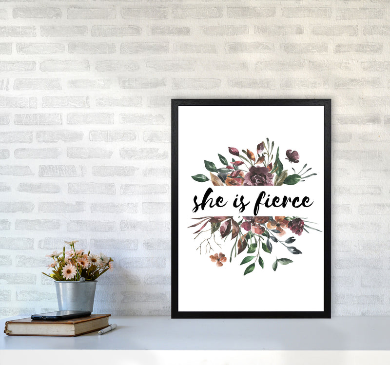 She Is Fierce Mixed Floral Modern Print A2 White Frame