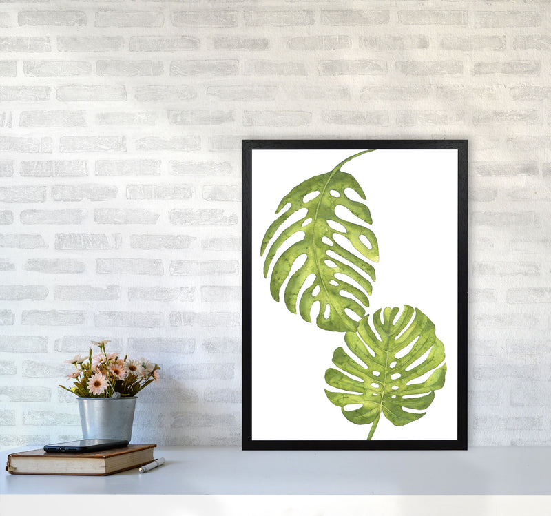 Monstera Leaf Modern Print, Framed Botanical & Nature Art Print A2 White Frame