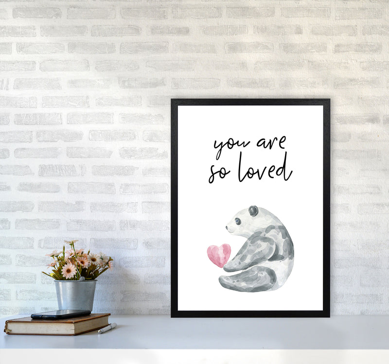 Panda You Are So Loved Framed Nursey Wall Art Print A2 White Frame