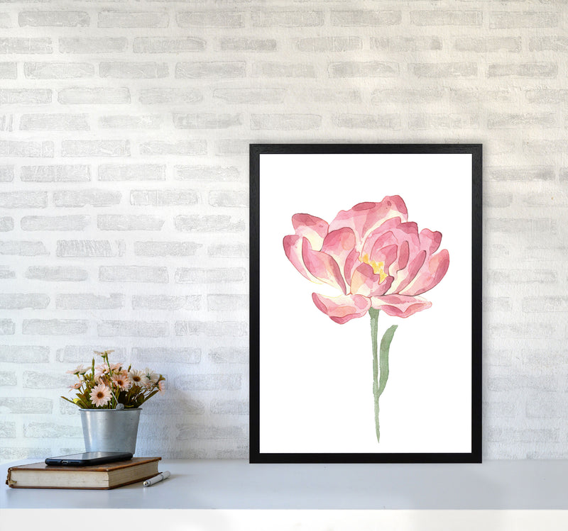 Pink Watercolour Flower Modern Print A2 White Frame