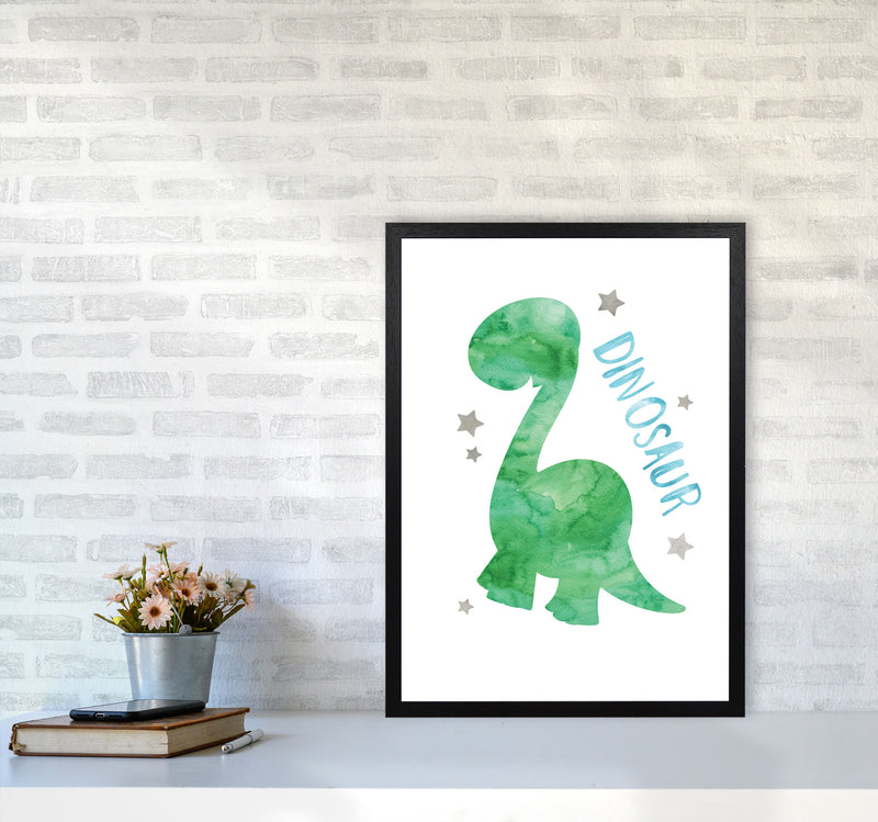 Dinosaur Watercolour Modern Print A2 White Frame
