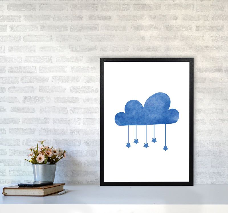 Blue Cloud Watercolour Modern Print A2 White Frame