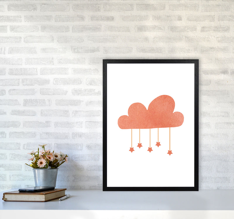 Peach Cloud Watercolour Modern Print A2 White Frame