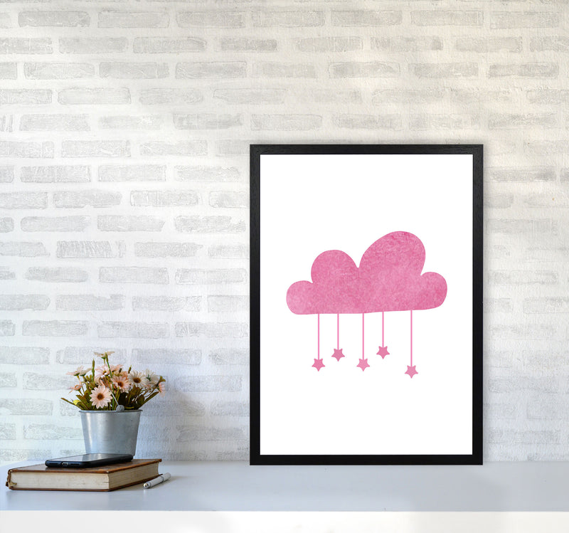 Pink Cloud Watercolour Modern Print A2 White Frame