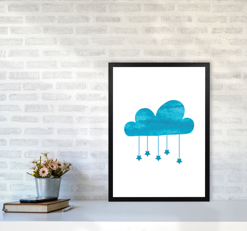 Turquoise Cloud Watercolour Modern Print A2 White Frame