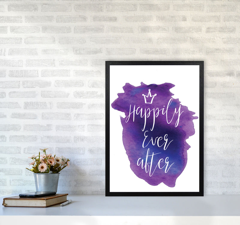 Happily Ever After Purple Watercolour Modern Print A2 White Frame