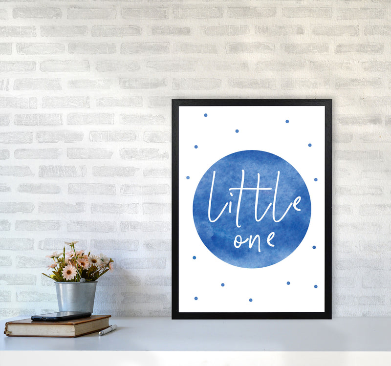 Little One Blue Watercolour Modern Print A2 White Frame