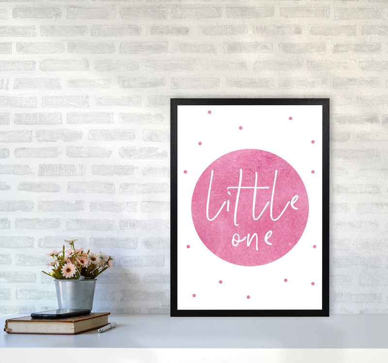 Little One Pink Watercolour Modern Print A2 White Frame