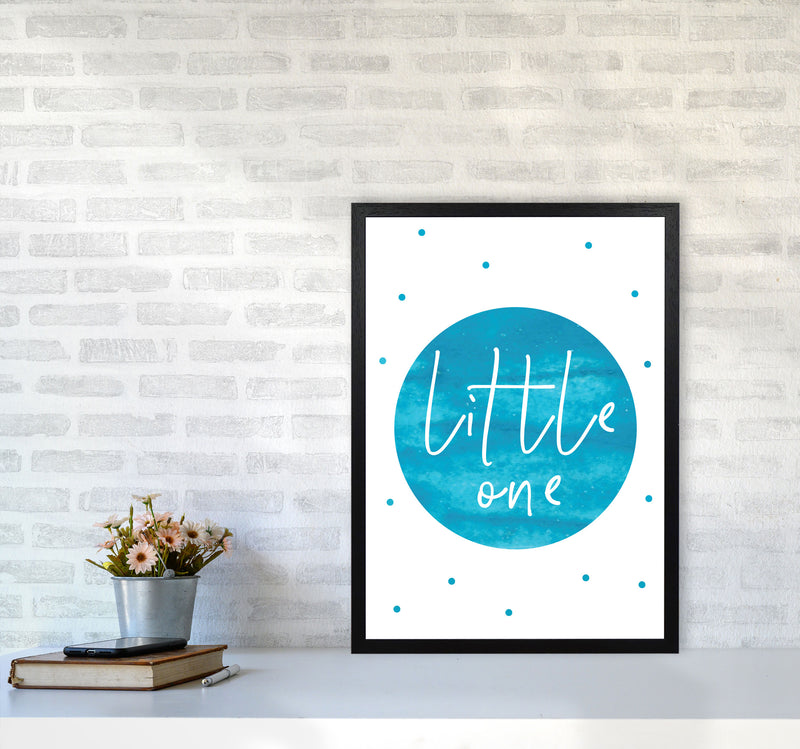 Little One Turquoise Watercolour Modern Print A2 White Frame