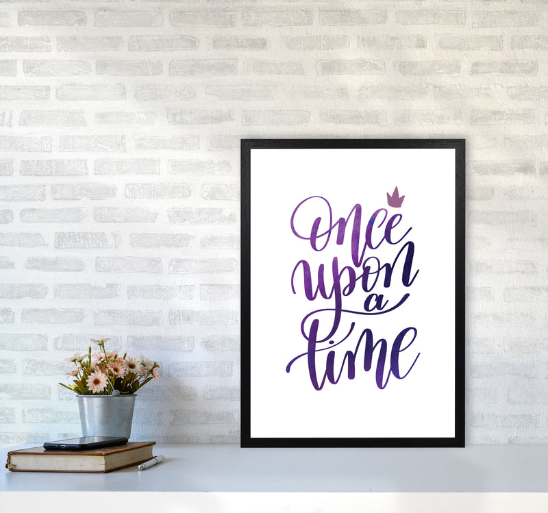 Once Upon A Time Purple Watercolour Modern Print A2 White Frame