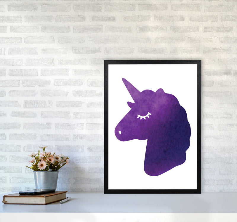 Unicorn Purple Silhouette Watercolour Modern Print A2 White Frame