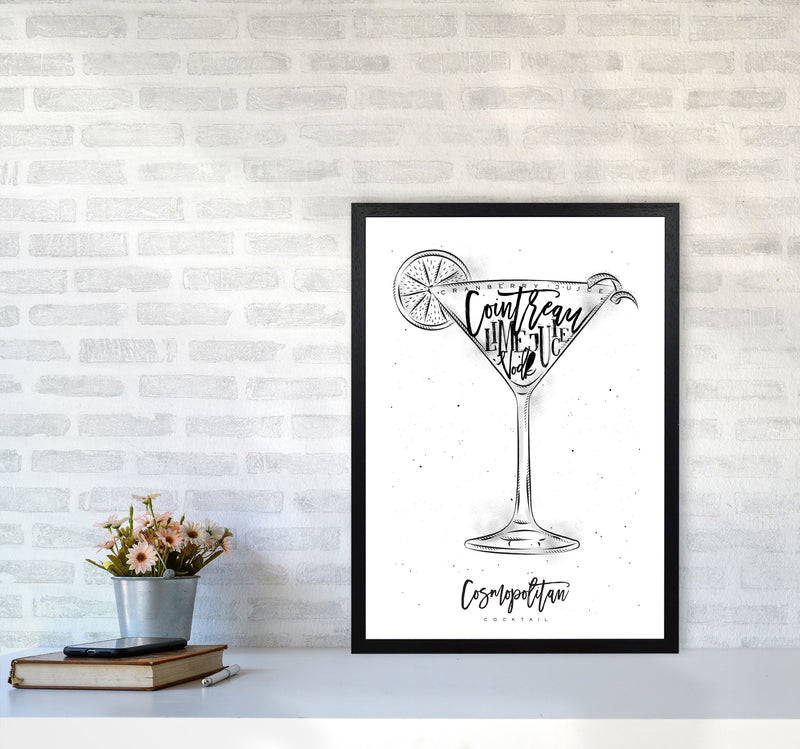 Cosmopolitan Cocktail Modern Print, Framed Kitchen Wall Art A2 White Frame