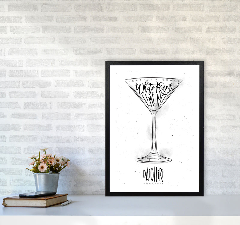 Daiquiri Cocktail Modern Print, Framed Kitchen Wall Art A2 White Frame