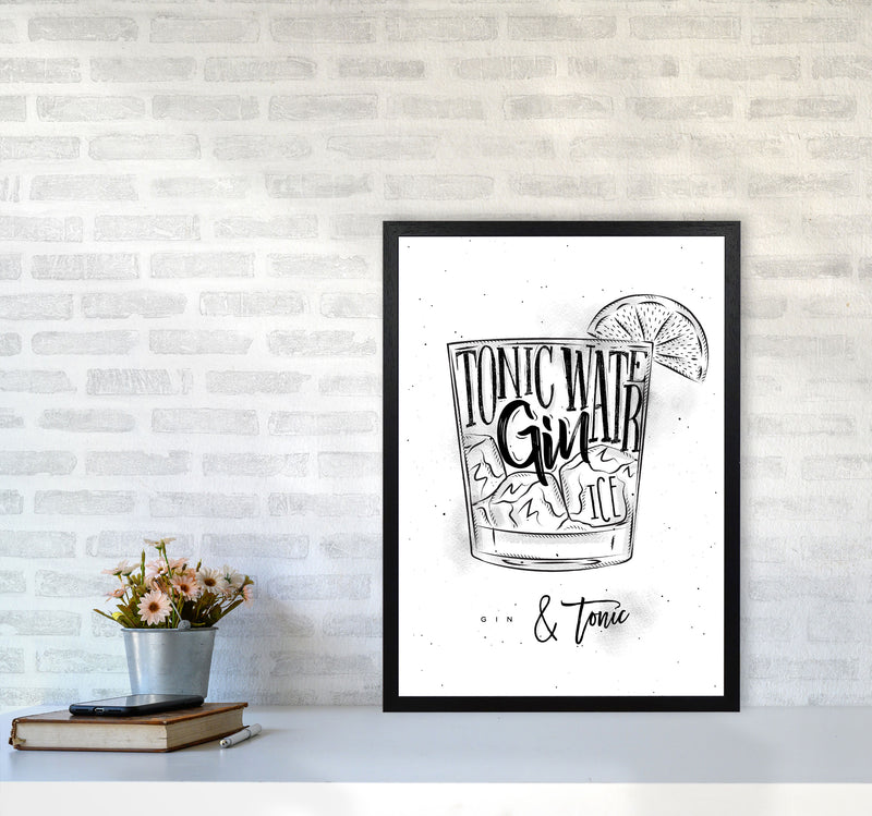 Gin And Tonic Modern Print, Framed Kitchen Wall Art A2 White Frame